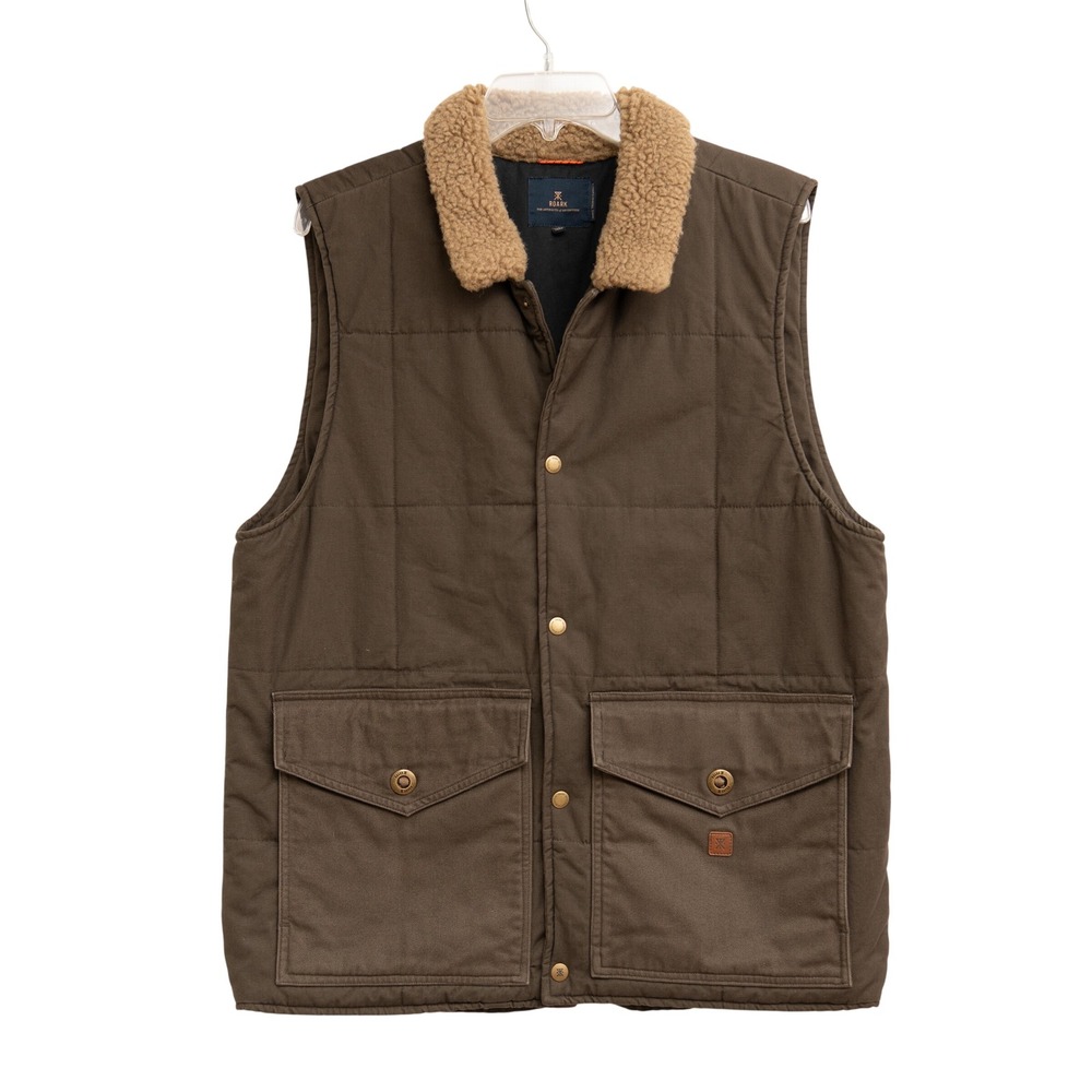 Roark Livingston Sherpa Collar Quilted Vest Men L Rugged GorpCore Canvas Utility